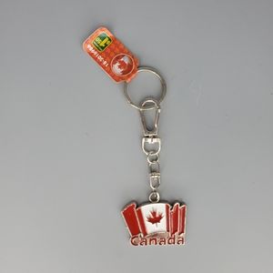 Canadian Flag Silvertone Keychain